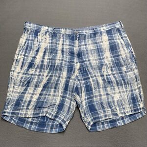 Polo Ralph Lauren Shorts Mens 46‎ Blue Plaid Linen Classic Fit India Madras
